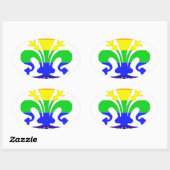 Stevige regenboog Fleur de Lis Ovale Sticker (Vel)