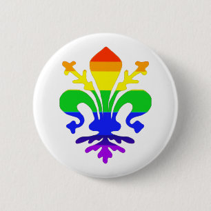 Stevige regenboog Fleur de Lis Ronde Button 5,7 Cm