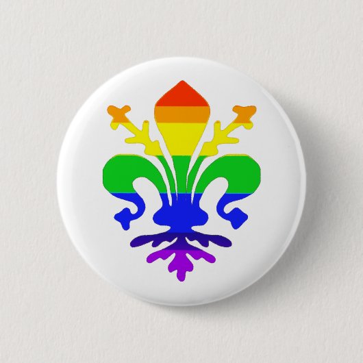 Stevige regenboog Fleur de Lis Ronde Button 5,7 Cm (Voorkant)