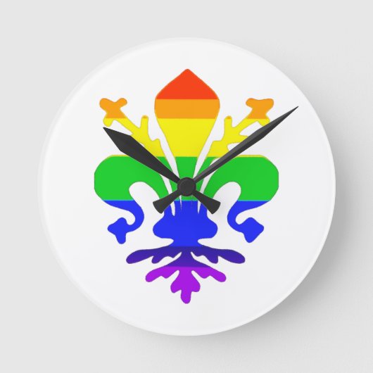Stevige regenboog Fleur de Lis Ronde Klok (Voorkant)