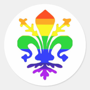 Stevige regenboog Fleur de Lis Ronde Sticker