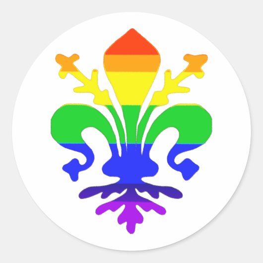 Stevige regenboog Fleur de Lis Ronde Sticker (Voorkant)