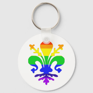 Stevige regenboog Fleur de Lis Sleutelhanger