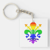 Stevige regenboog Fleur de Lis Sleutelhanger (voorkant)