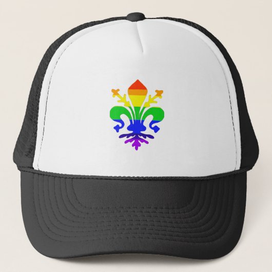 Stevige regenboog Fleur de Lis Trucker Pet (Voorkant)