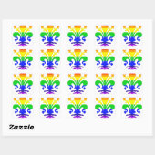 Stevige regenboog Fleur de Lis Vierkante Sticker (Vel)
