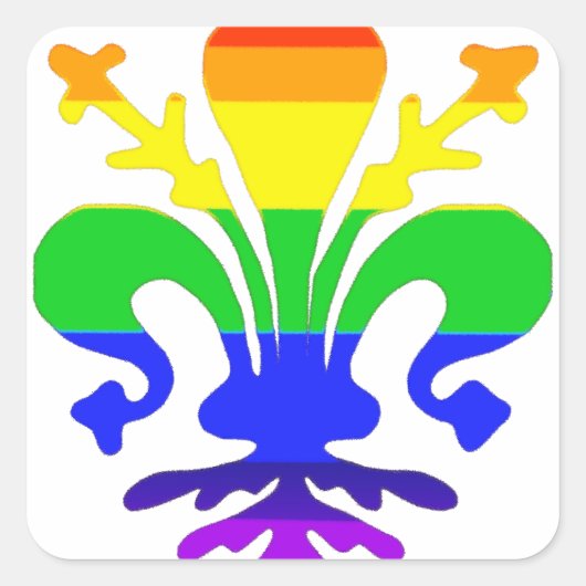 Stevige regenboog Fleur de Lis Vierkante Sticker (Voorkant)