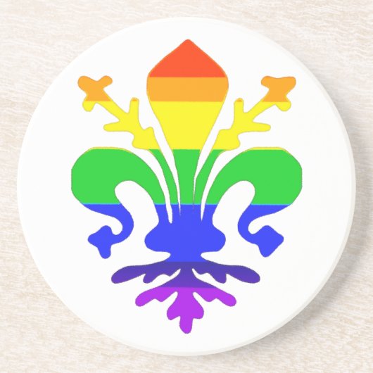 Stevige regenboog Fleur de Lis Zandsteen Onderzetter (Voorkant)