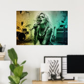 Stevige Rockzangeres Grunge Poster (Thuiskantoor)