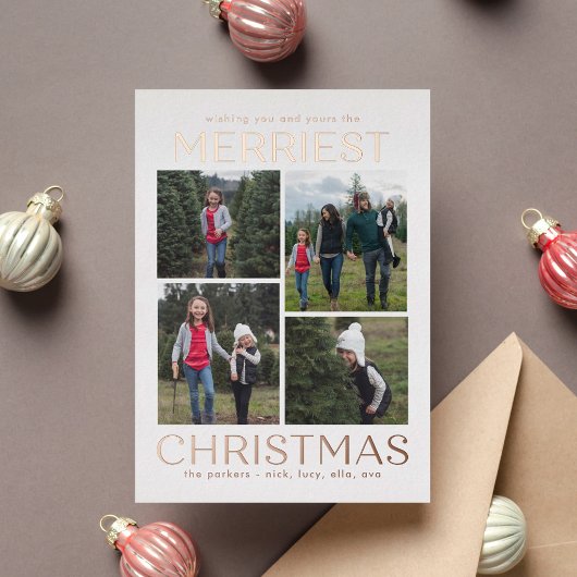 Stevige schone collage FOIL kerstfoto kaart