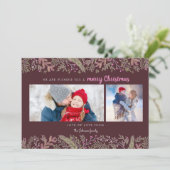 Stevige sinaasappelwijn donkerrode bomen kerst feestdagenkaart (Staand voorkant)