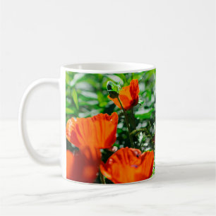 Stevige tuinrode Oranje papaverbloemen Koffiemok