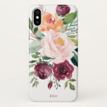 Stevige Waterverf Floral met Monogram Case-Mate iPhone Case<br><div class="desc">Dit rustige bloemontwerp heeft een mooie feministische aantrekkingskracht en een rustige charme met zijn bouquet van waterverf rozen, gemengde bloemen en groen in een trendy kleurensysteem van woeste, roze en russetoranje met een doorlatende groenerie. Een tekst sjabloon is inbegrepen om dit ontwerp met uw gewenste monogram initialen, naam of andere...</div>