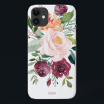 Stevige Waterverf Floral met Monogram Case-Mate iPhone Case<br><div class="desc">Deze roodbruine vormgeving is prachtig vrouwelijk met een roestachtige charme. Ze is voorzien van een bouquet waterverf rozen, gemengde bloemen en groen in een trendy kleurensysteem van bogundy, roze en russetoranje met een doorlatende groen. Een tekst sjabloon is inbegrepen om dit ontwerp met uw gewenste monogram initialen, naam of andere...</div>