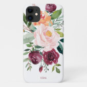 Stevige Waterverf Floral met Monogram Case-Mate iPhone Case (Achterkant)