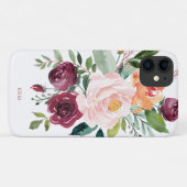 Stevige Waterverf Floral met Monogram Case-Mate iPhone Case (Achterkant (horizontaal))