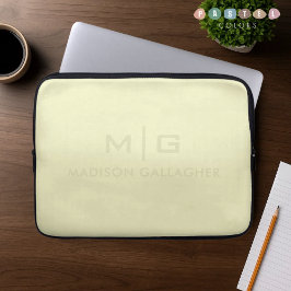 Stevige Zachte Licht Pastel Citroen Gele Kleur Laptop Sleeve