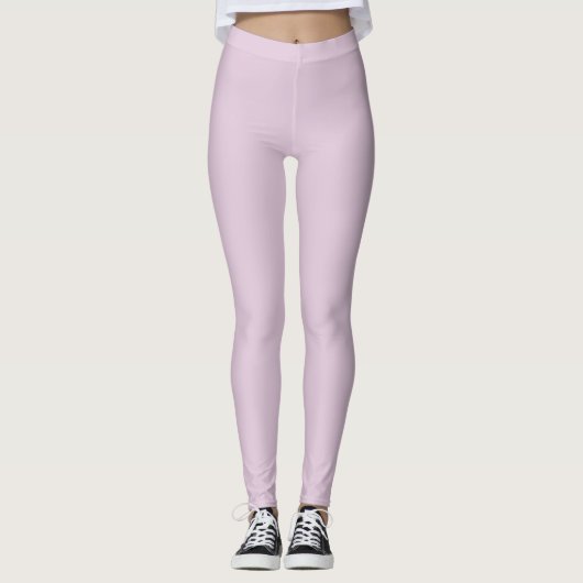 Stevige Zachte Licht Pastel Lavendel Paarse Kleur Leggings (Voorkant)