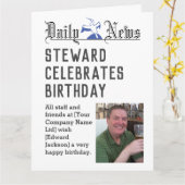 Steward Birthday Kaart om persoonlijke gegevens aa (Gele Bloem)