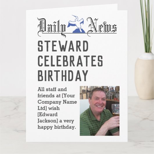 Steward Birthday Kaart om persoonlijke gegevens aa (Voorkant)