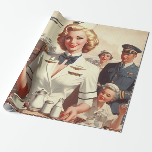  steward pin-up cadeaupapier (Uitgerold)