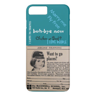  Stewardess Airline Flight Attendant turquo Case-Mate iPhone Case