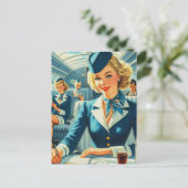  stewardess illustratie briefkaart (Staand voorkant)