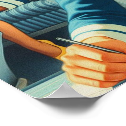  stewardess illustratie poster (Hoek)