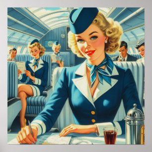 stewardess illustratie poster
