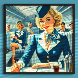 stewardess illustratie poster