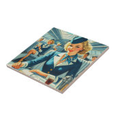  stewardess illustratie tegeltje (Zijkant)
