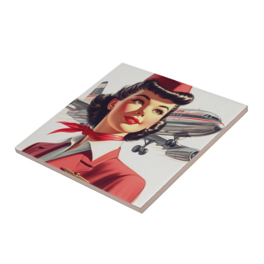 stewardess illustratie tegeltje (Zijkant)
