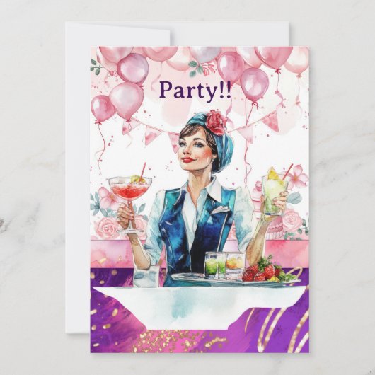Stewardess verjaardagsfeestje  kaart (Voorkant)
