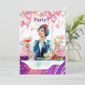 Stewardess verjaardagsfeestje  kaart (Staand voorkant)