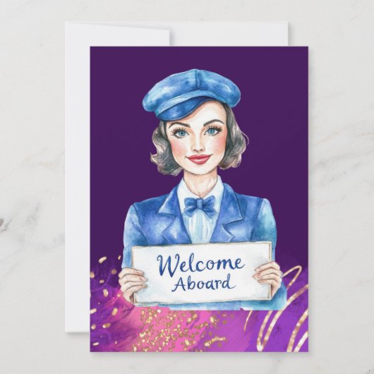 Stewardess verjaardagsfeestje kaart (Voorkant)