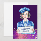 Stewardess verjaardagsfeestje kaart (Voorkant / Achterkant)
