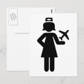 Stewardess-vliegtuig Briefkaart (Voorkant / Achterkant)