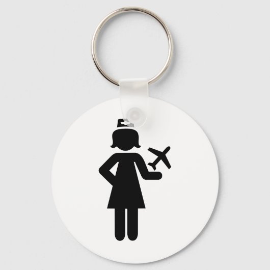 Stewardess-vliegtuig Sleutelhanger (Voorkant)