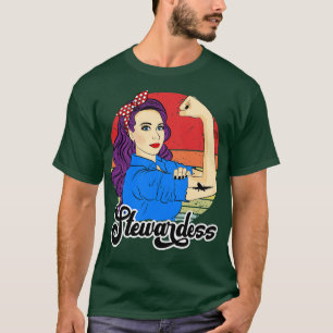 Stewardess Vrouw Gift Retro Flight Attend T-shirt