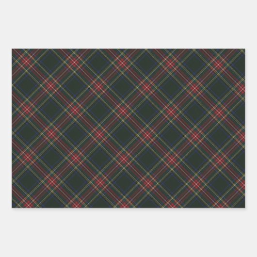 Stewart Black Modern Original Scottish Tartan Inpakpapier Vel (Voorkant)