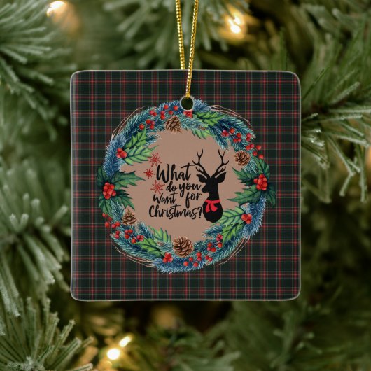 Stewart Black Modern Original Scottish Tartan Keramisch Ornament (Boom)