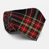 Stewart Black Original Scottish Tartan Neck Tie Stropdas (Opgerold)