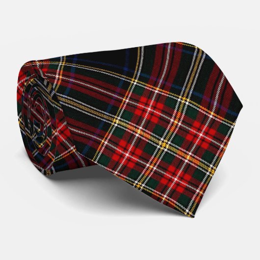 Stewart Black Original Scottish Tartan Neck Tie Stropdas (Opgerold)