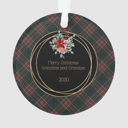 Stewart Black Tartan Grootouders Kerstmis Ornament (achterkant)