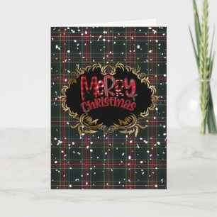 Stewart Black Tartan Kerstkaart Feestdagen Kaart