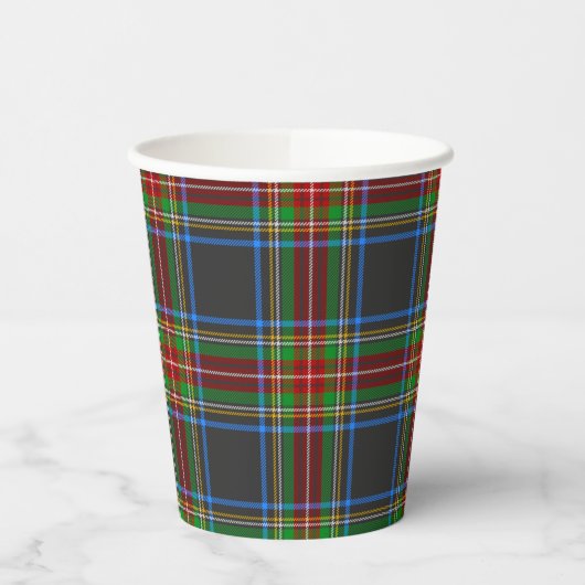 Stewart Black Tartan Scottish Pset Pattern Papieren Bekers (Links)