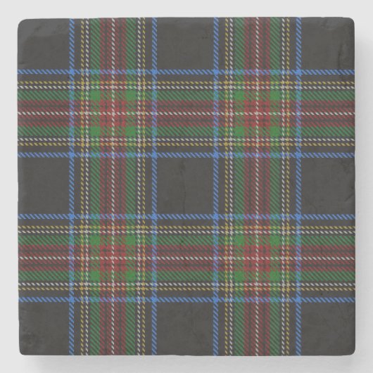 Stewart Black Tartan Stenen Onderzetter (Voorkant)