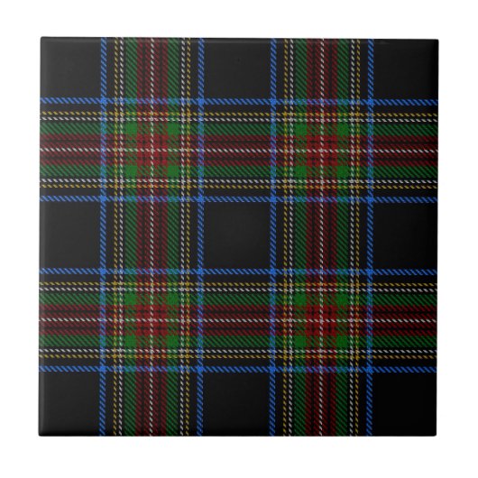 Stewart Black Tartan Tegeltje (Voorkant)