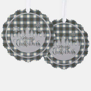 Stewart Blauwe Jurk Schotse Tartan Kerstmis Ornament Kaart