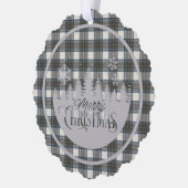 Stewart Blauwe Jurk Schotse Tartan Kerstmis Ornament Kaart (Links)